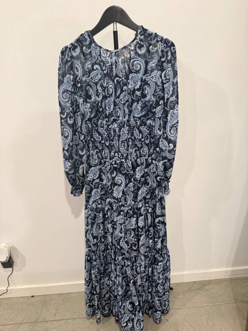 MICHAEL Michael Kors Blue Paisley Long-Sleeve Maxi Dress with Side Slit - Picture 3 of 5